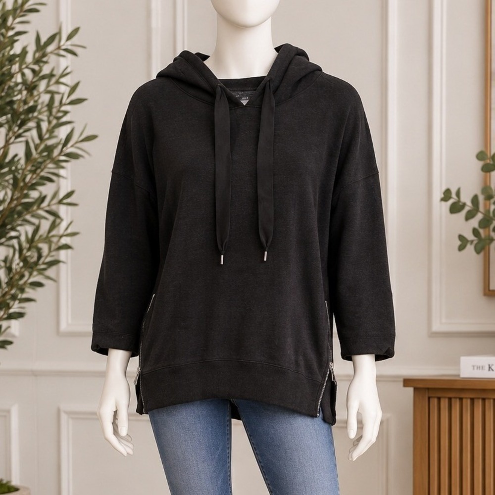 Aerie Womens Hoodie Charcoal Gray Side Zip Oversized Extra Small